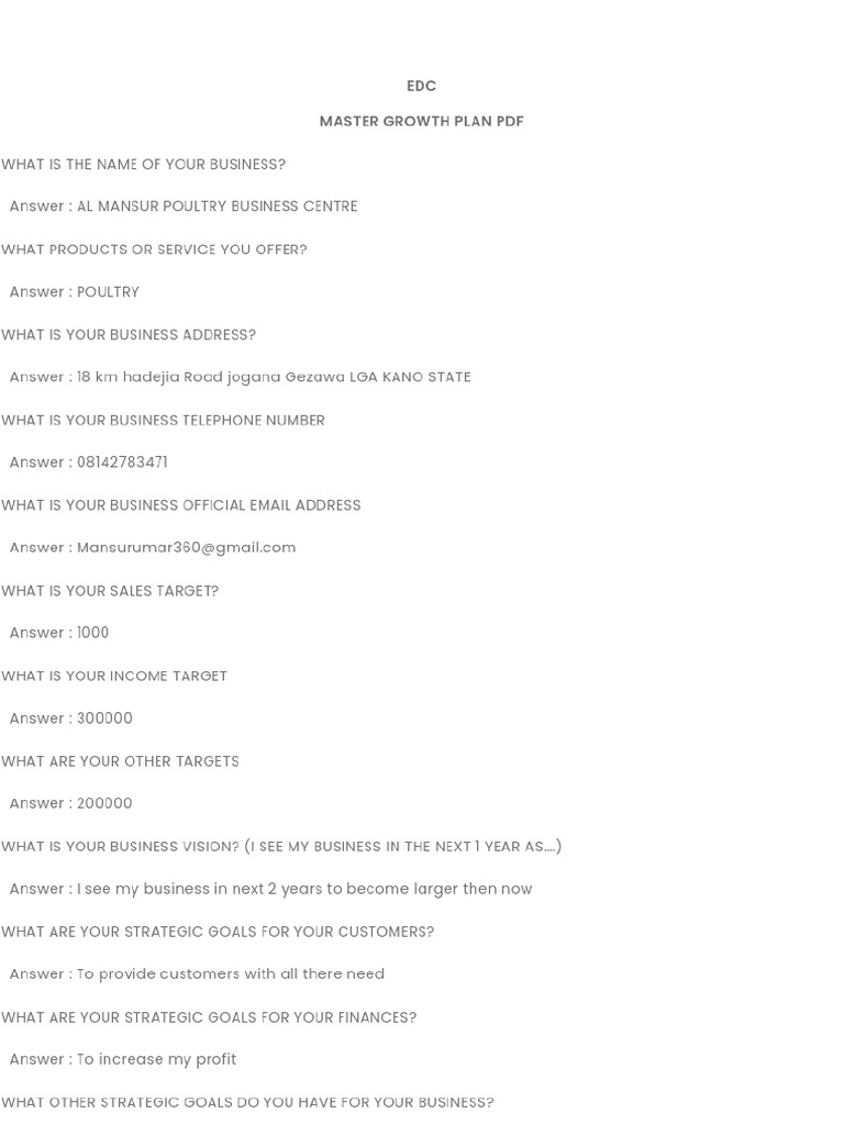 Master Growth Plan | PDF