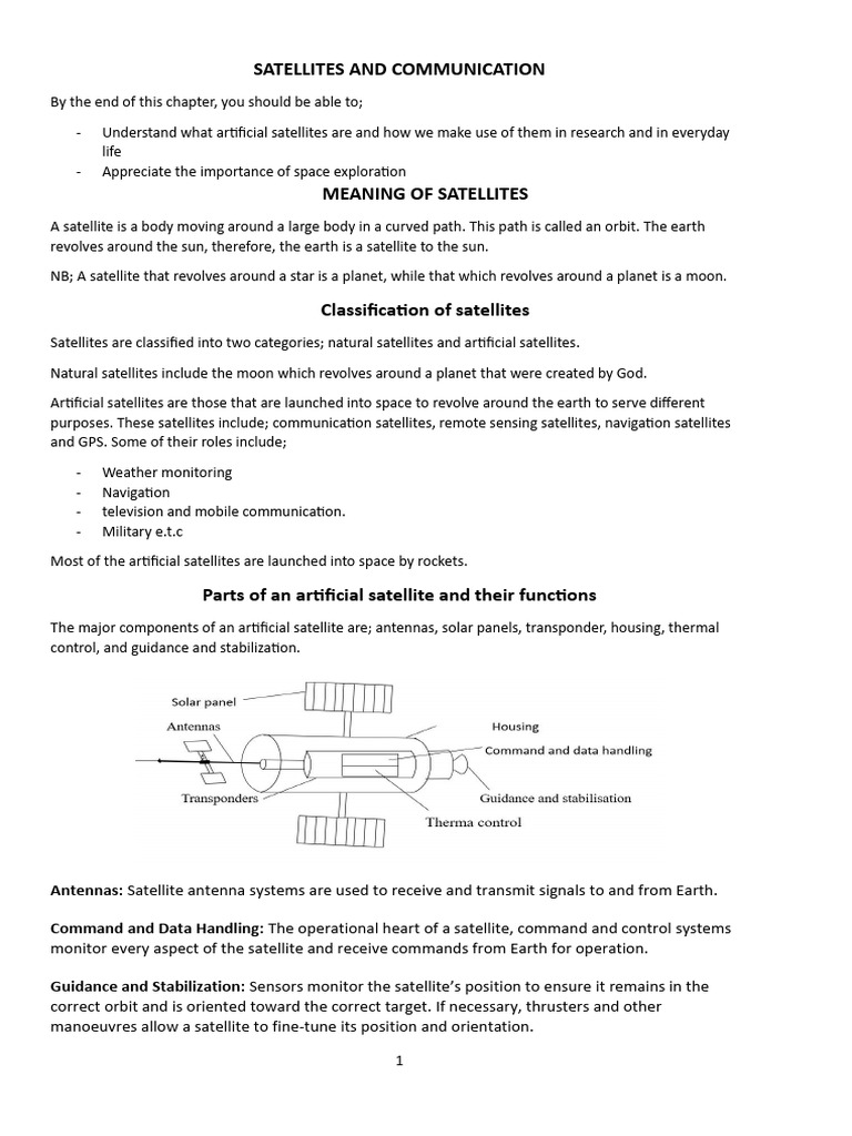 Types of Satellites and Their Roles | PDF | Satellite | Global ...