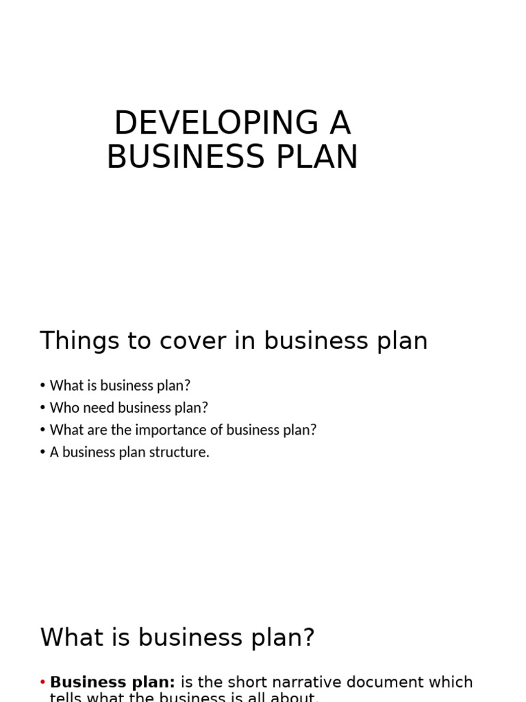 Developing A Business Plan - 114800 | PDF | Marketing | Entrepreneurship