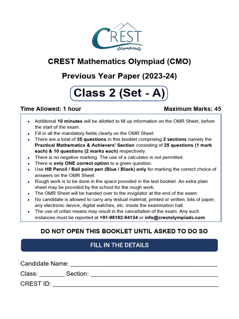 CMO Class 2 Previous Year Paper 2023-24 | PDF