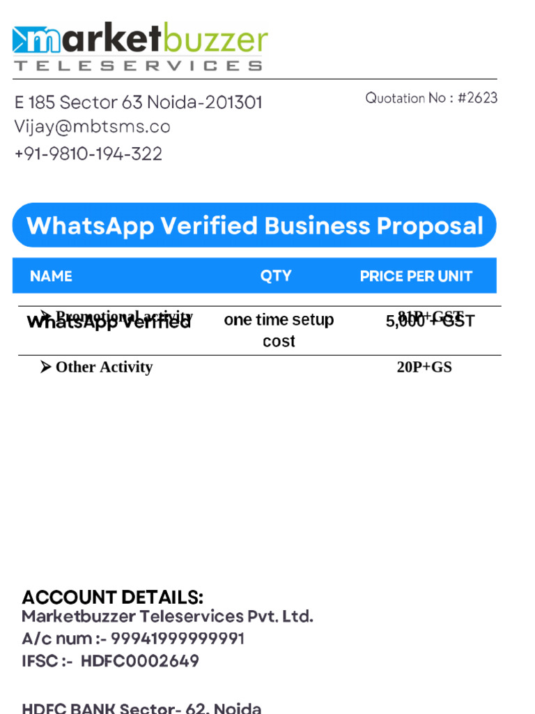 Quotation For Verified Whatsapp | PDF