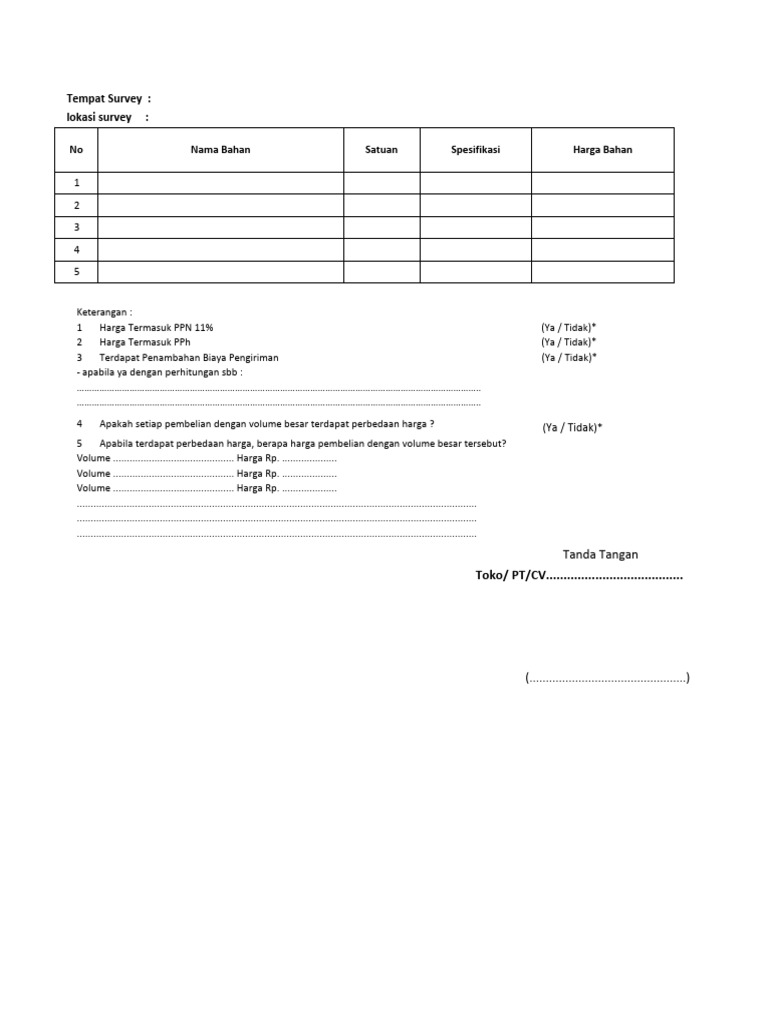 Form Survey Material 2025 Pdf