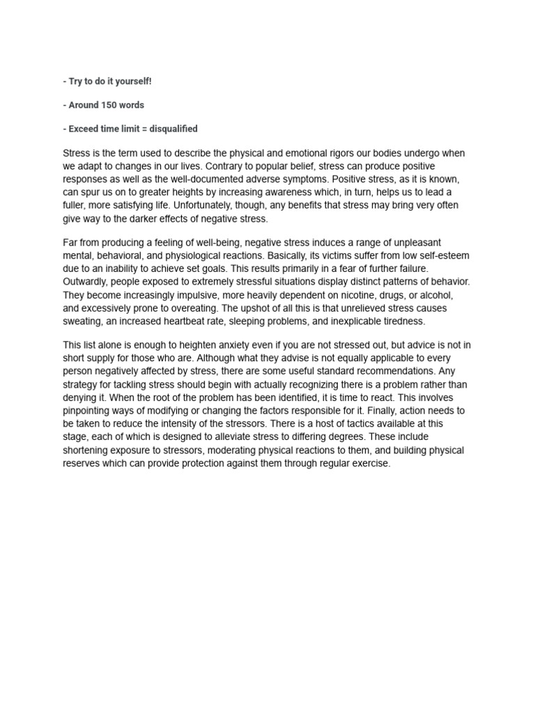 Understanding Positive and Negative Stress | PDF