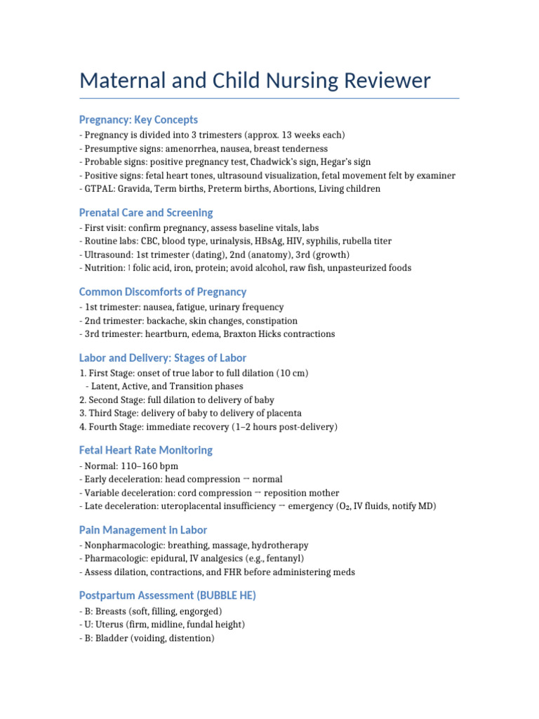 Maternal and Child Nursing Review Guide | PDF | Pregnancy | Childbirth