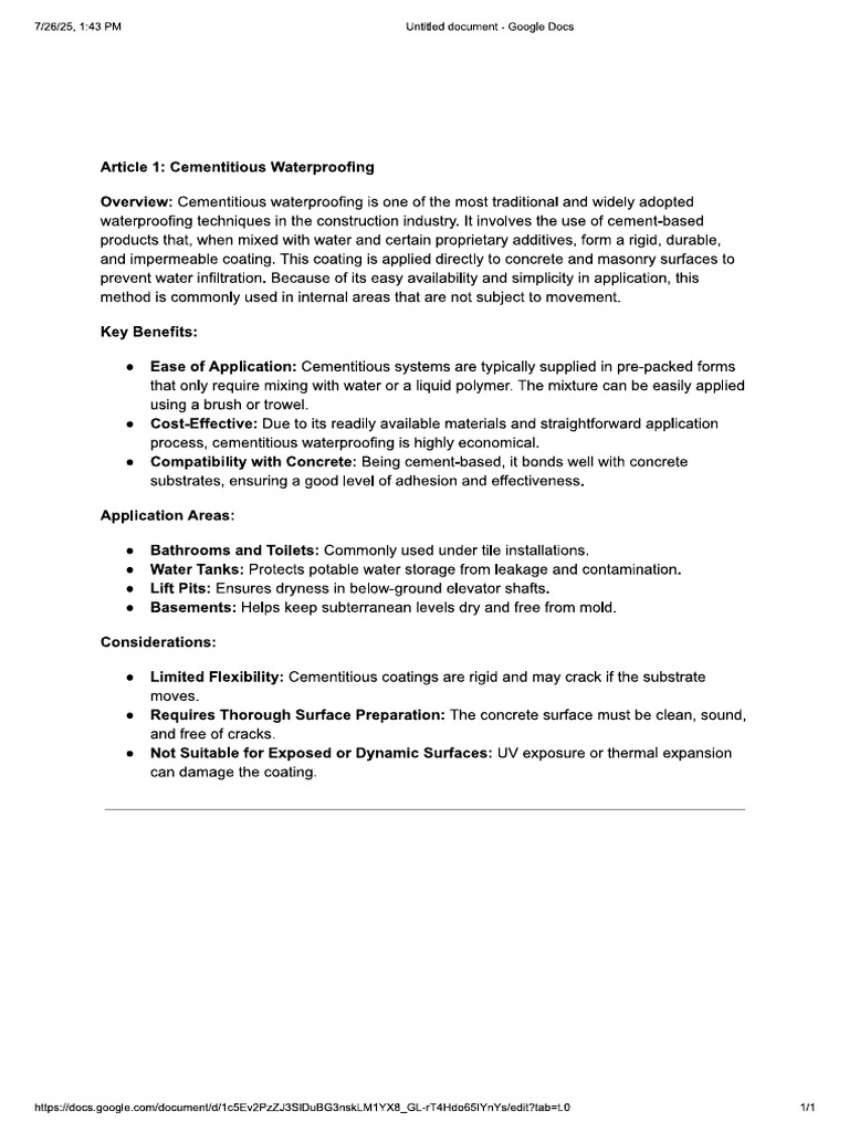 Waterproofing Cement | PDF