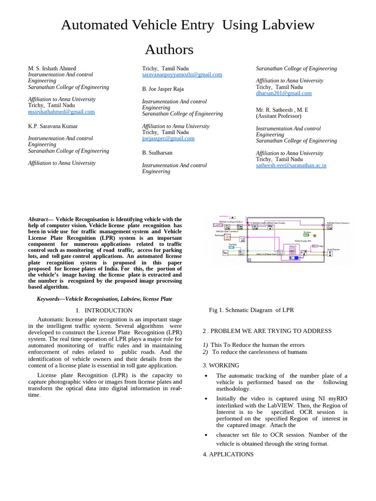 Automated Vehicle Entry with LabVIEW | PDF | Traffic | Parking