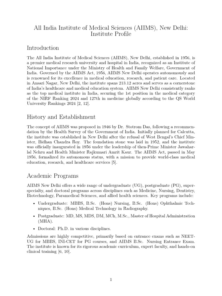 AIIMS Delhi: History and Campus Overview | PDF | Doctor Of Medicine ...