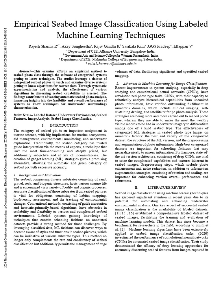 Seabed Image Classification with ML Techniques | PDF | Machine Learning ...