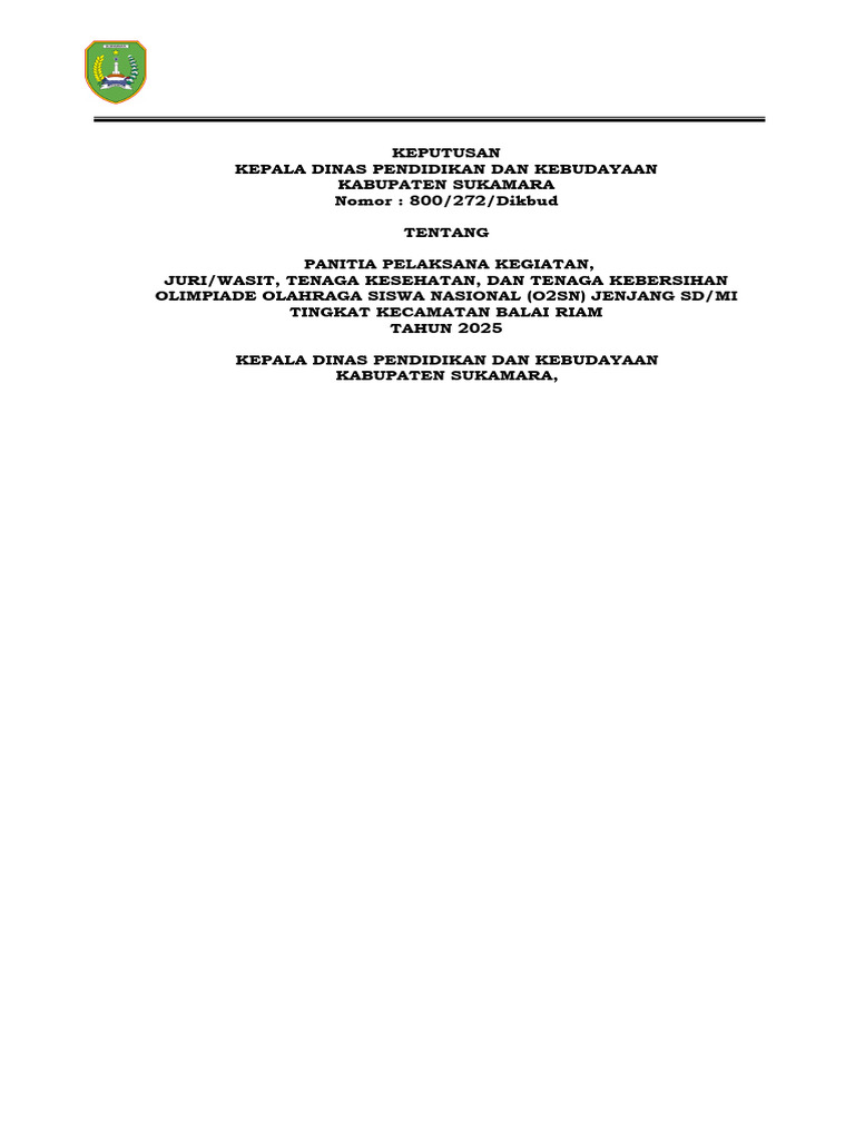 Panitia O2SN SD/MI Balai Riam 2025 | PDF