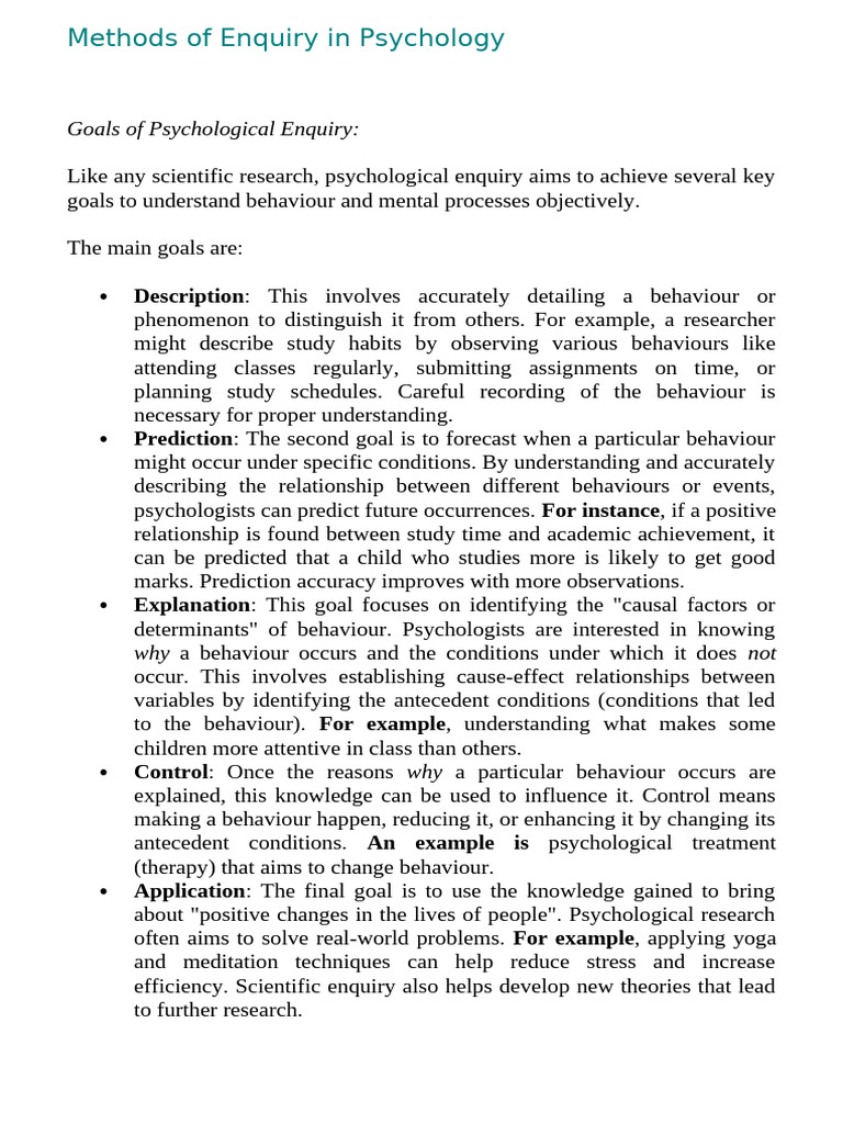 Goals of Psychological Enquiry Explained | PDF | Psychology | Causality
