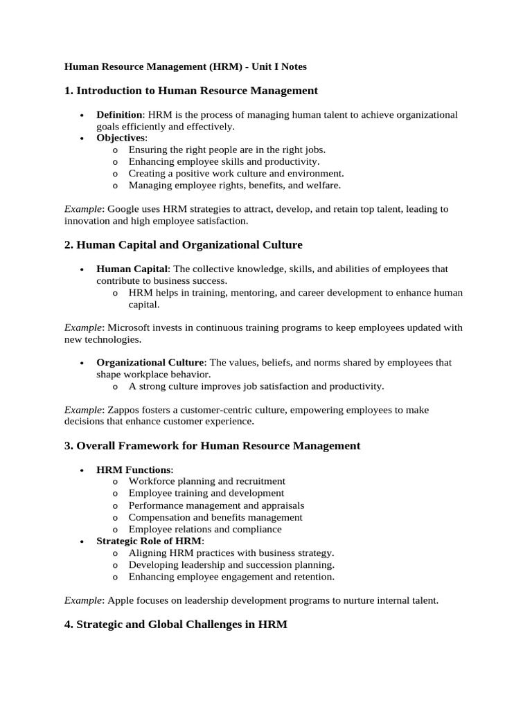 HRM Unit I Overview and Trends | PDF | Human Resource Management ...