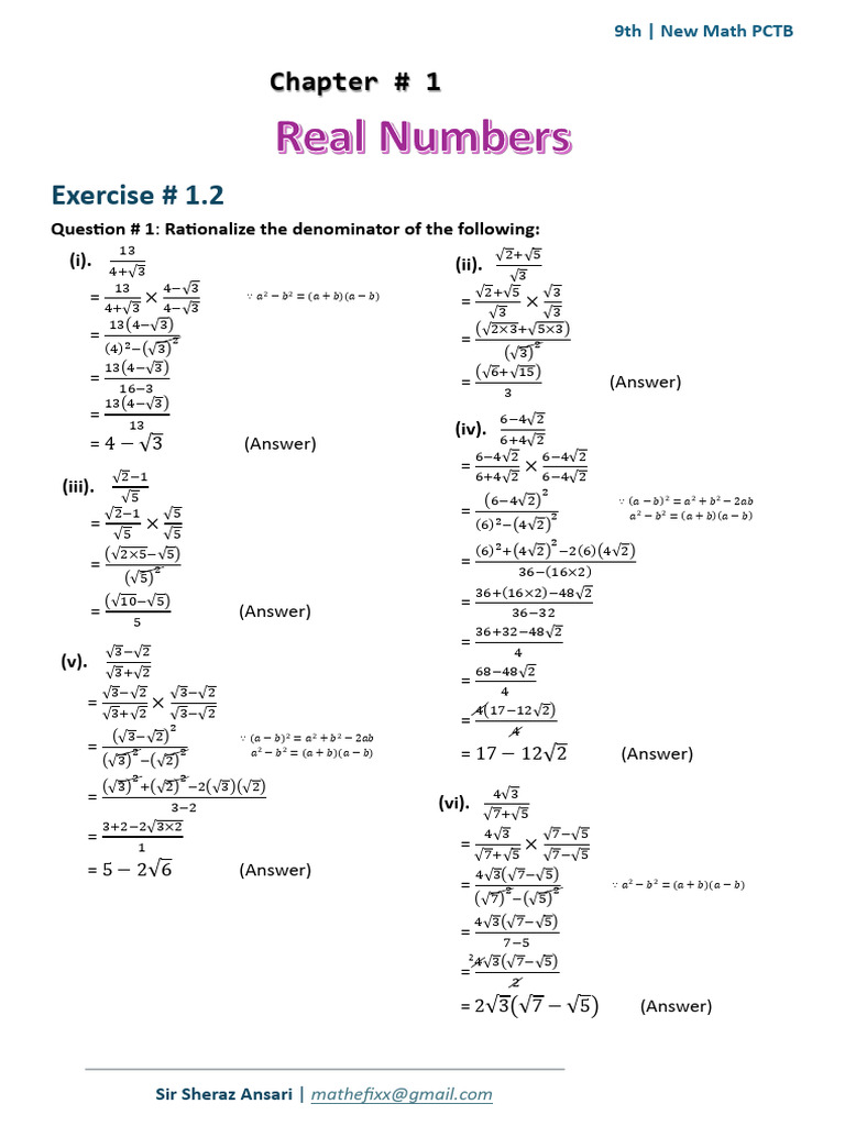 9th Grade Math Exercises Solutions | PDF | Mathematics