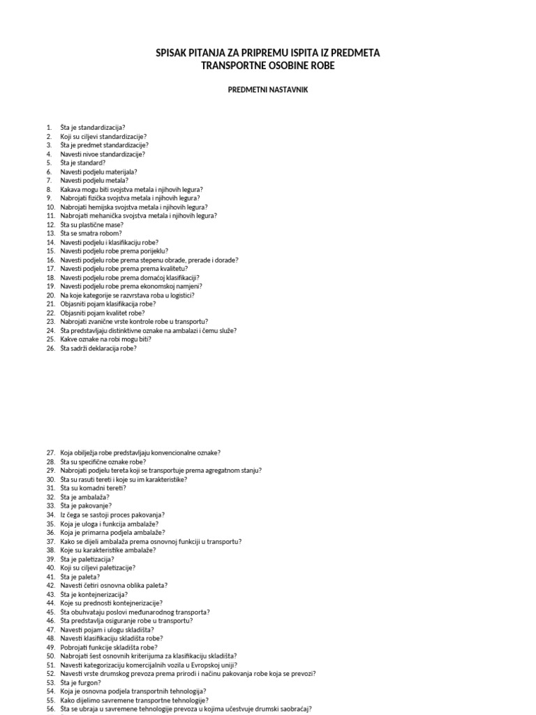 PITANJA ZA PRIPREMU ISPITA - TOR-Landscape-SC | PDF