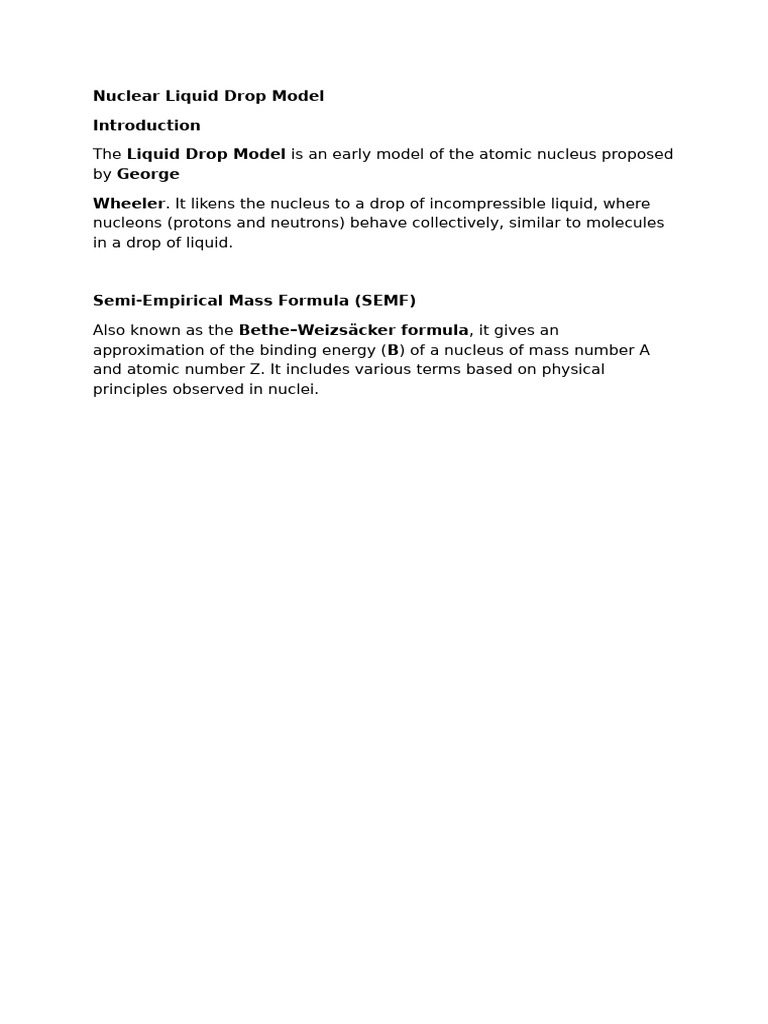 Limitations of the Liquid Drop Model | PDF | Atomic Nucleus | Atomic ...