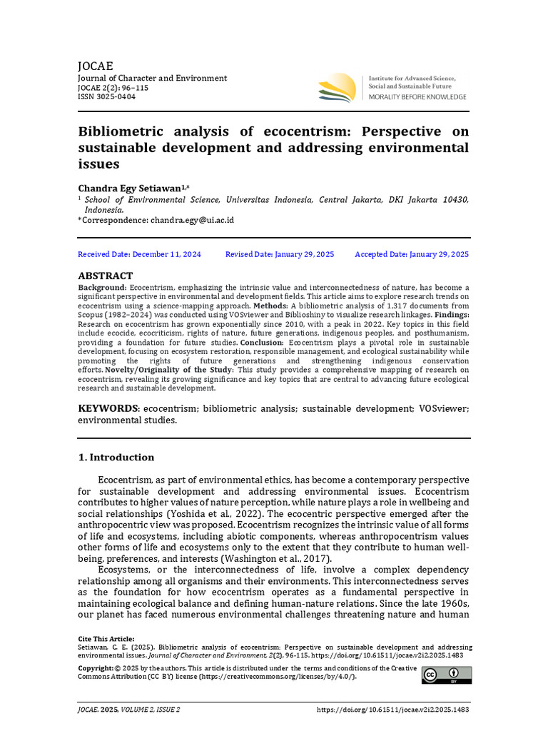 Ecocentrism: A Bibliometric Analysis | PDF | Sustainability ...