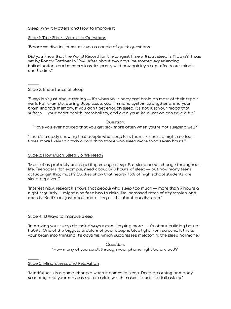 Sleep - Why It Matters and How To Improve It-2 | PDF | Sleep | Nightmare