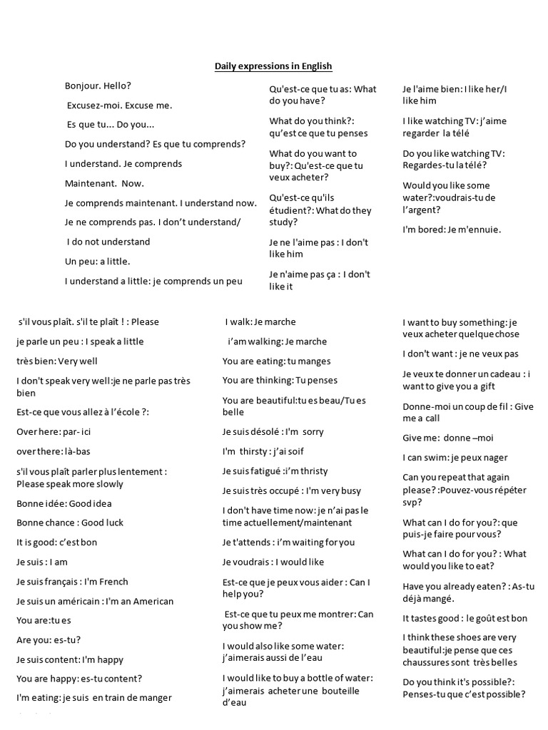Expressions Quotidiennes en Anglais | PDF