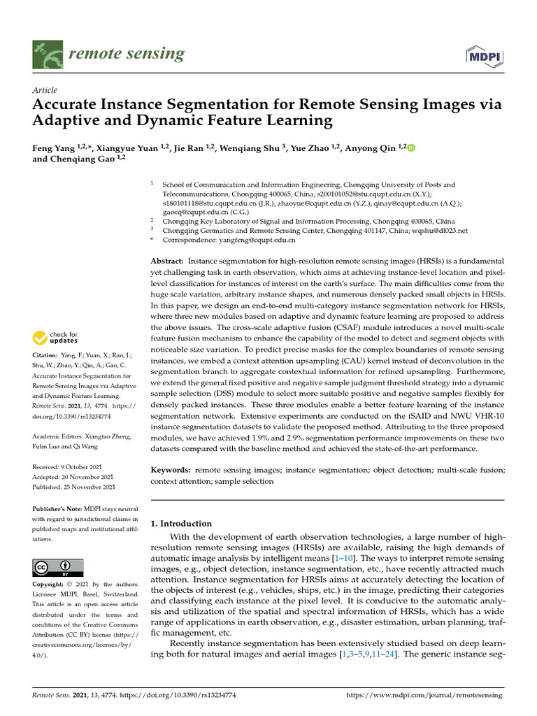 Instance Segmentation in Remote Sensing | PDF | Image Segmentation ...