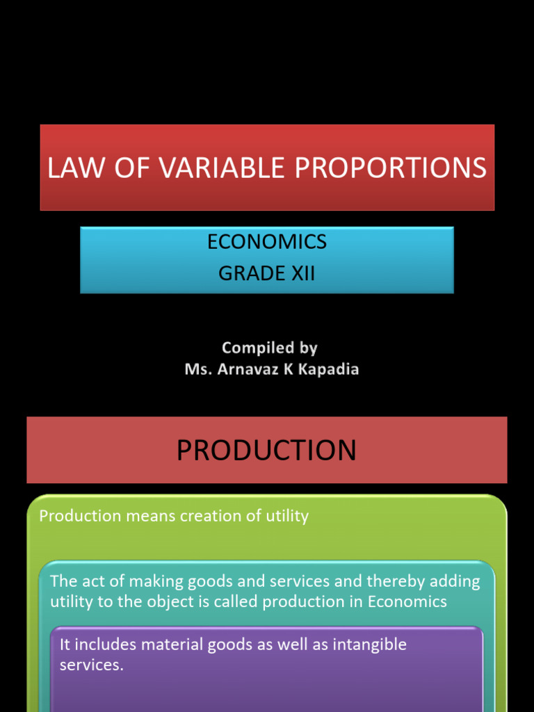 Law of Variable Proportions Explained | PDF | Production Function ...