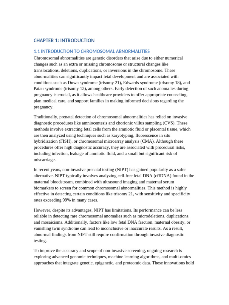 Prenatal Detection of Chromosomal Abnormalities | PDF | Genetics ...