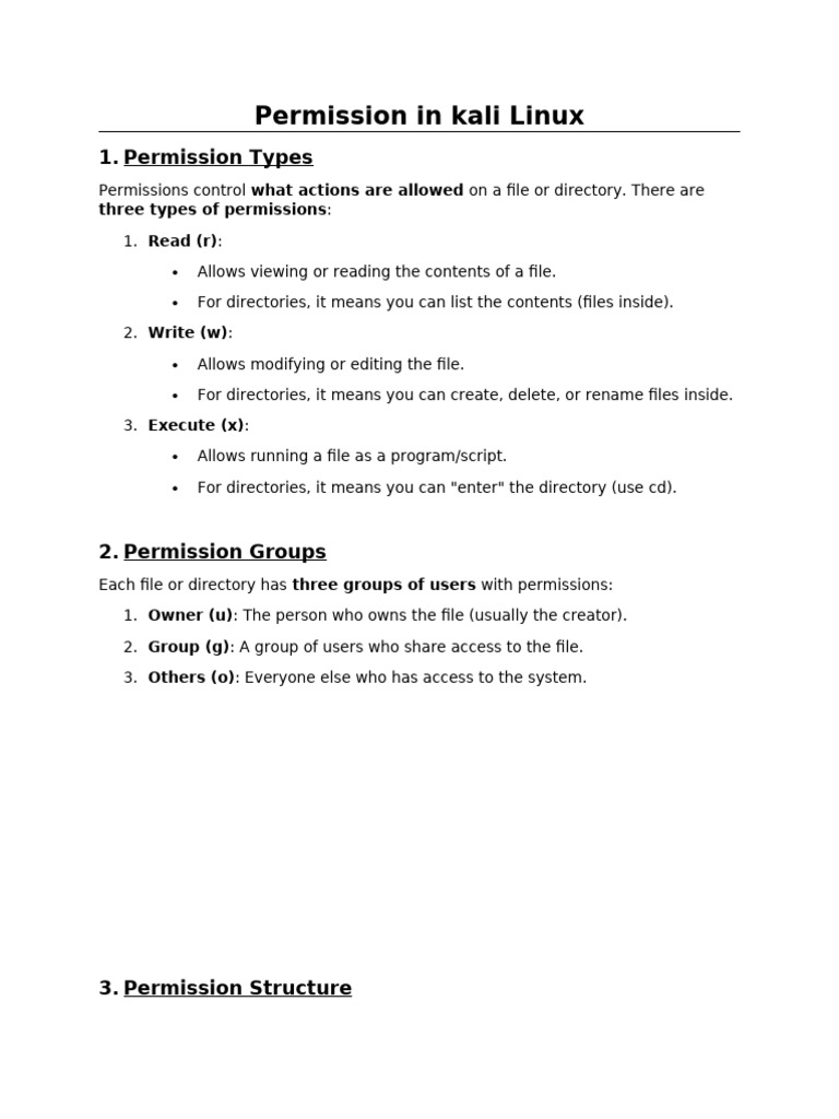 Understanding Kali Linux Permissions | PDF