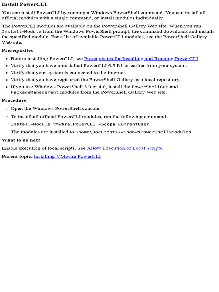 Installing VMware PowerCLI in PowerShell | PDF