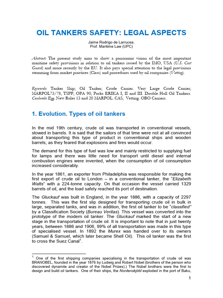 Oil Tankers: Safety and Legal Insights | PDF | Oil Tanker | Ships