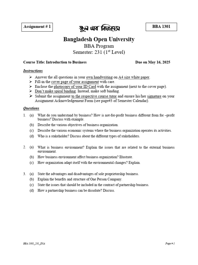 BBA 1st Year Syllabus Overview | PDF | Debits And Credits