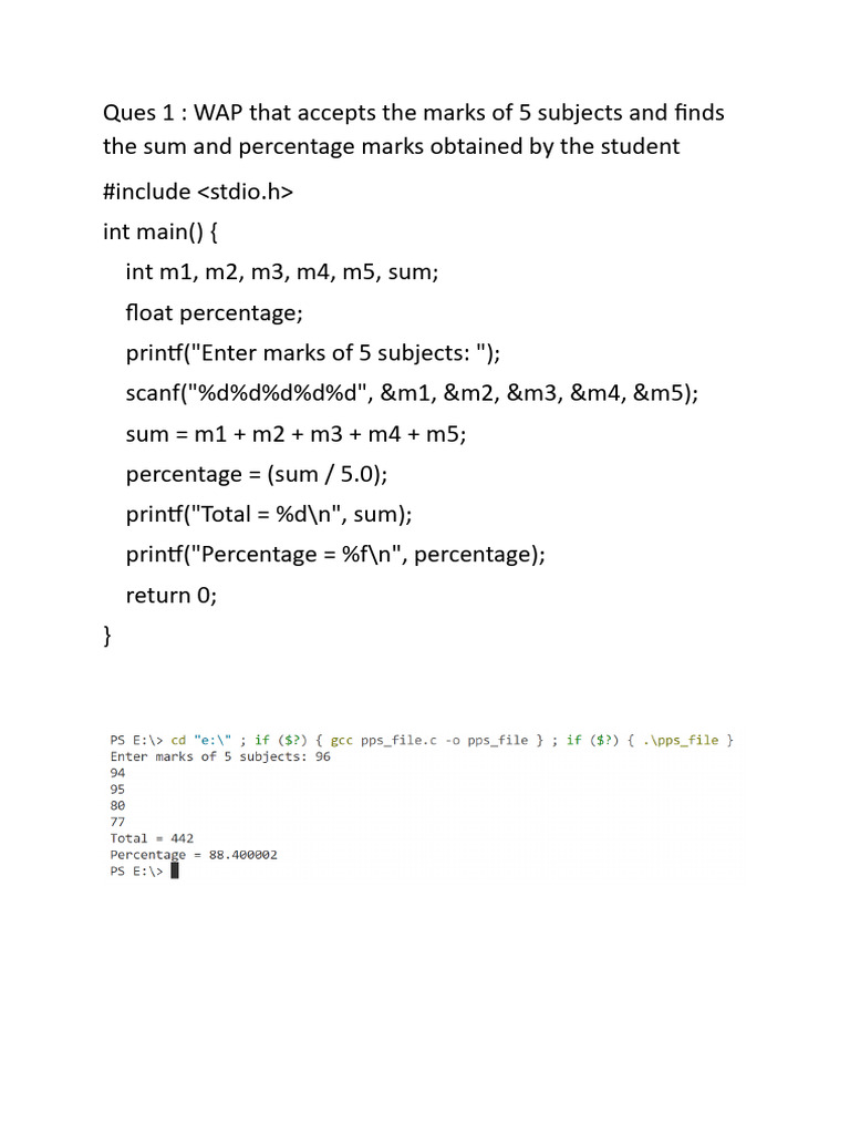C Programs for Basic Calculations | PDF | Area | Computer Programming