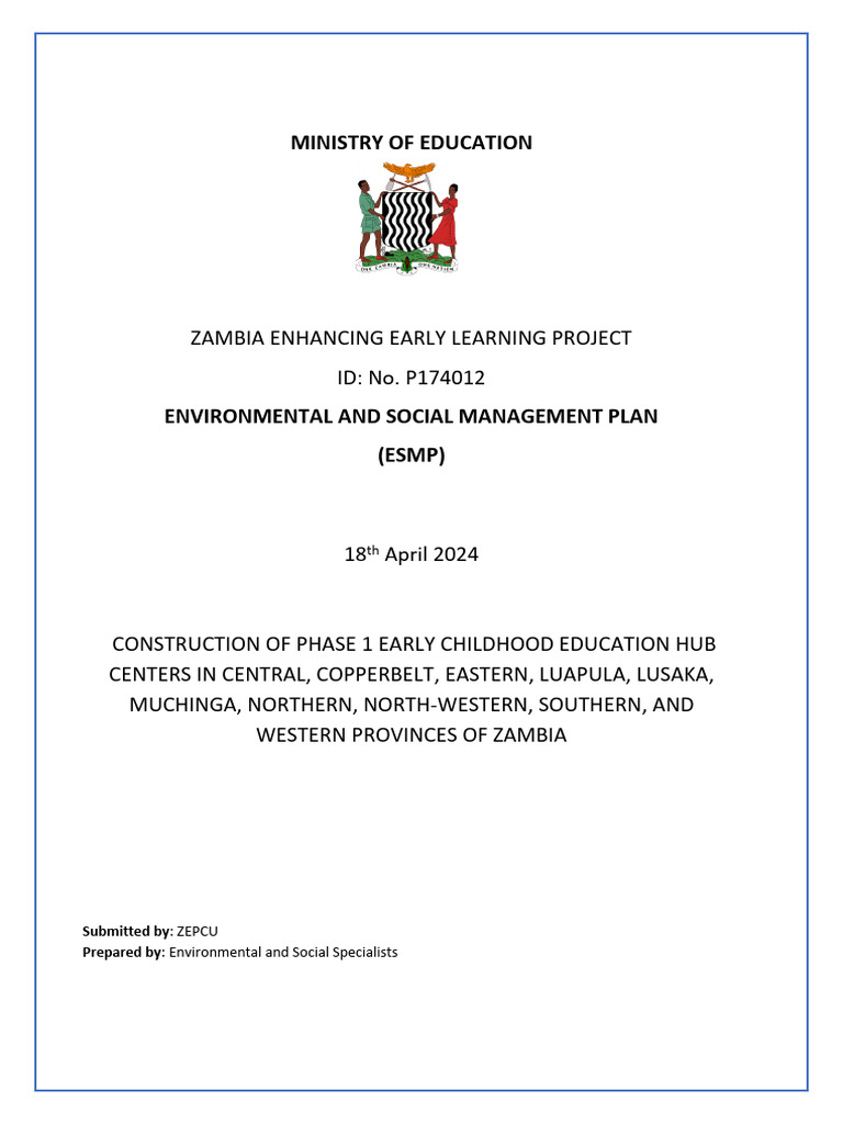 ZEEL Final ESMP For Construction of 52 ECE Hub Centers Phase 1 18042024 ...