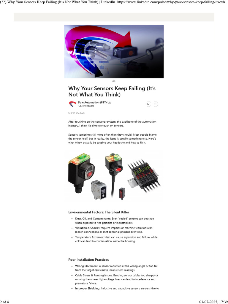 Causes of Sensor Failures Explained | PDF | Automation | Sensor
