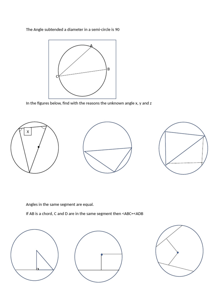 Angle Subtended by a Diameter | PDF