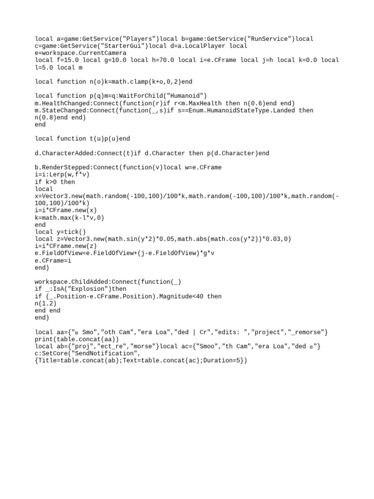 Smooth Camera Load Script for Roblox | PDF