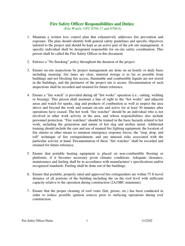 Fire Safety Officer Duties Fire Safety Fire Sprinkler System