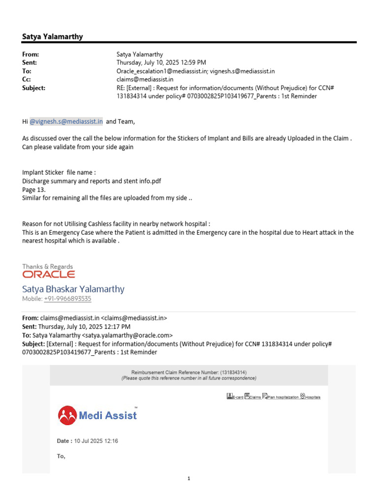 Claim Information Request for CCN# 131834314 | PDF