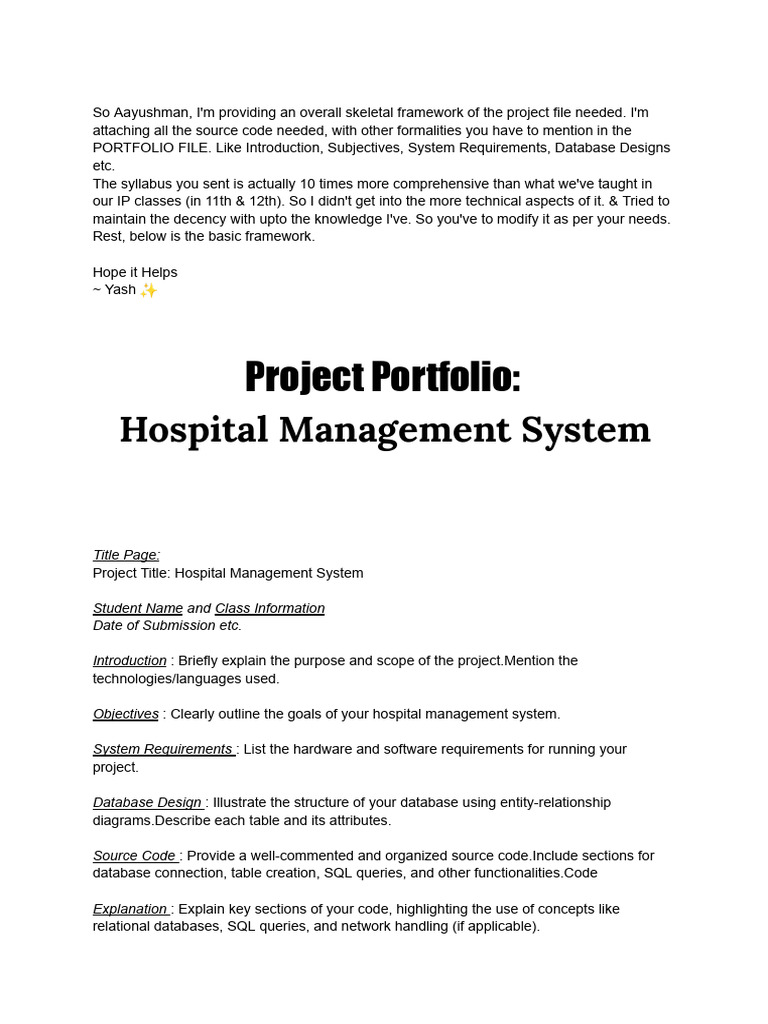 Project Portfolio Framework (Aayushman) - Yash | PDF | Databases ...
