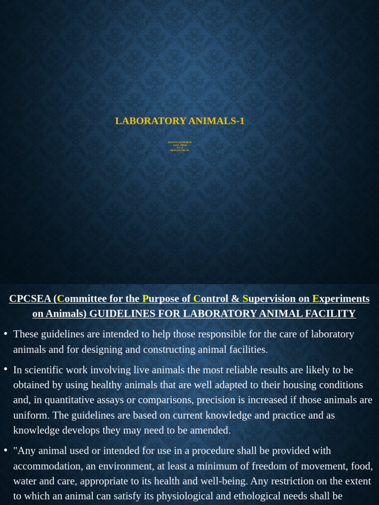 CPCSEA Guidelines for Animal Care | PDF | Animal Testing | Experiment