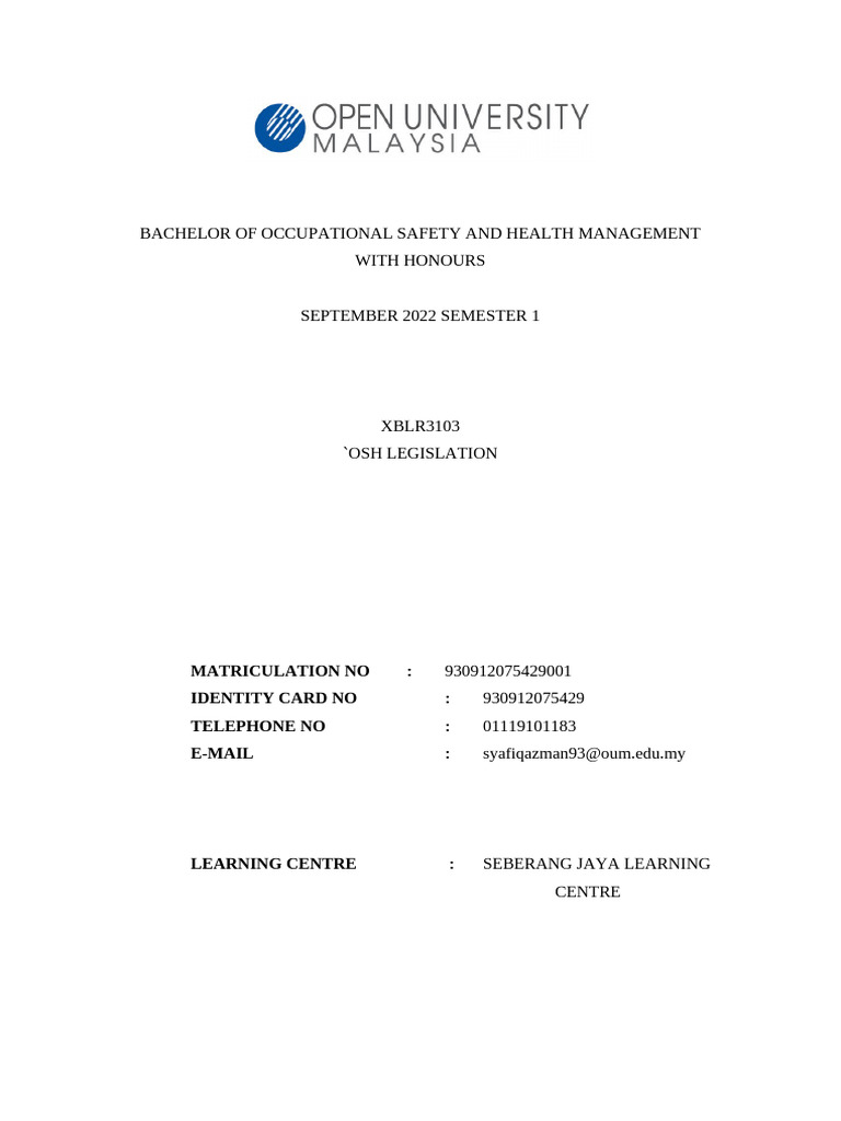 OSH Legislation Overview and Amendments | PDF | Occupational Safety And ...
