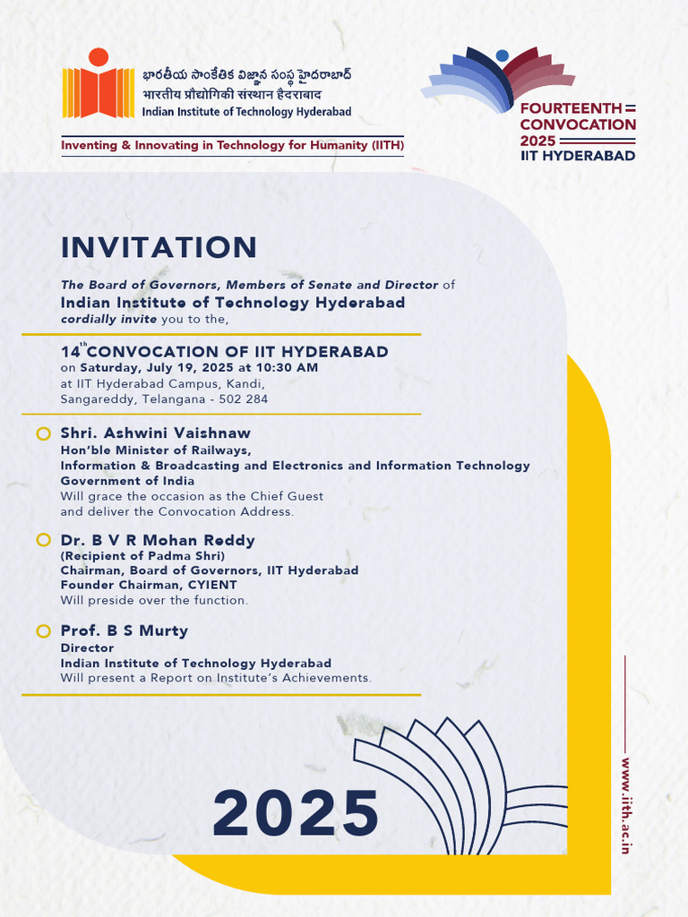 IIT Hyderabad 2025 Convocation Invitation | PDF