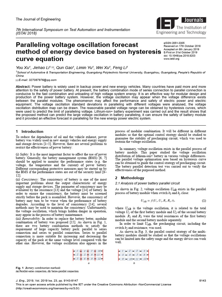 Paralleling Voltage Oscillation Forecast Method of | PDF | Lithium Ion ...