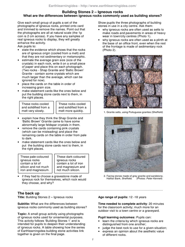 Igneous Rocks as Building Stones | PDF | Granite | Rock (Geology)
