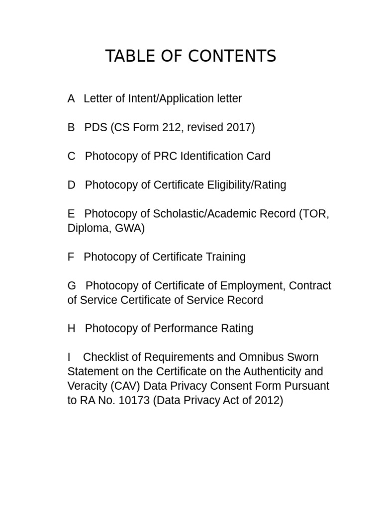 Application Document Checklist Guide | PDF