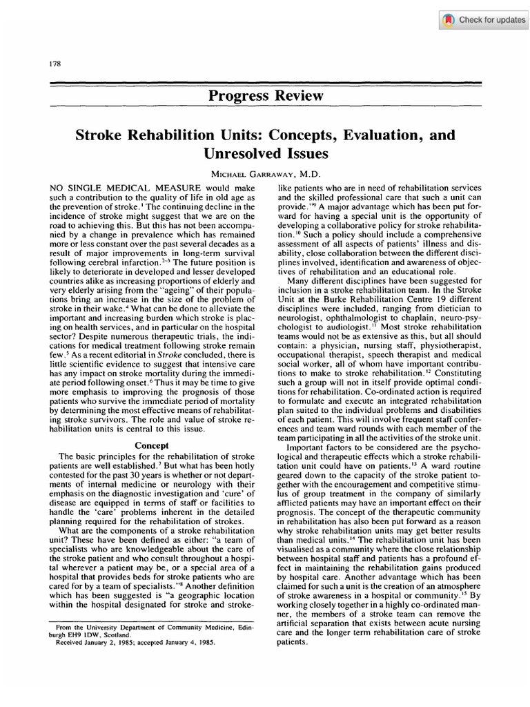 Stroke Rehabilitation Units Overview | PDF | Stroke | Physical Therapy