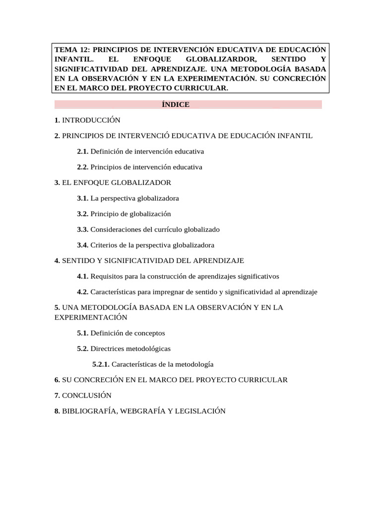 Tema 12 | PDF | Aprendizaje | Plan de estudios
