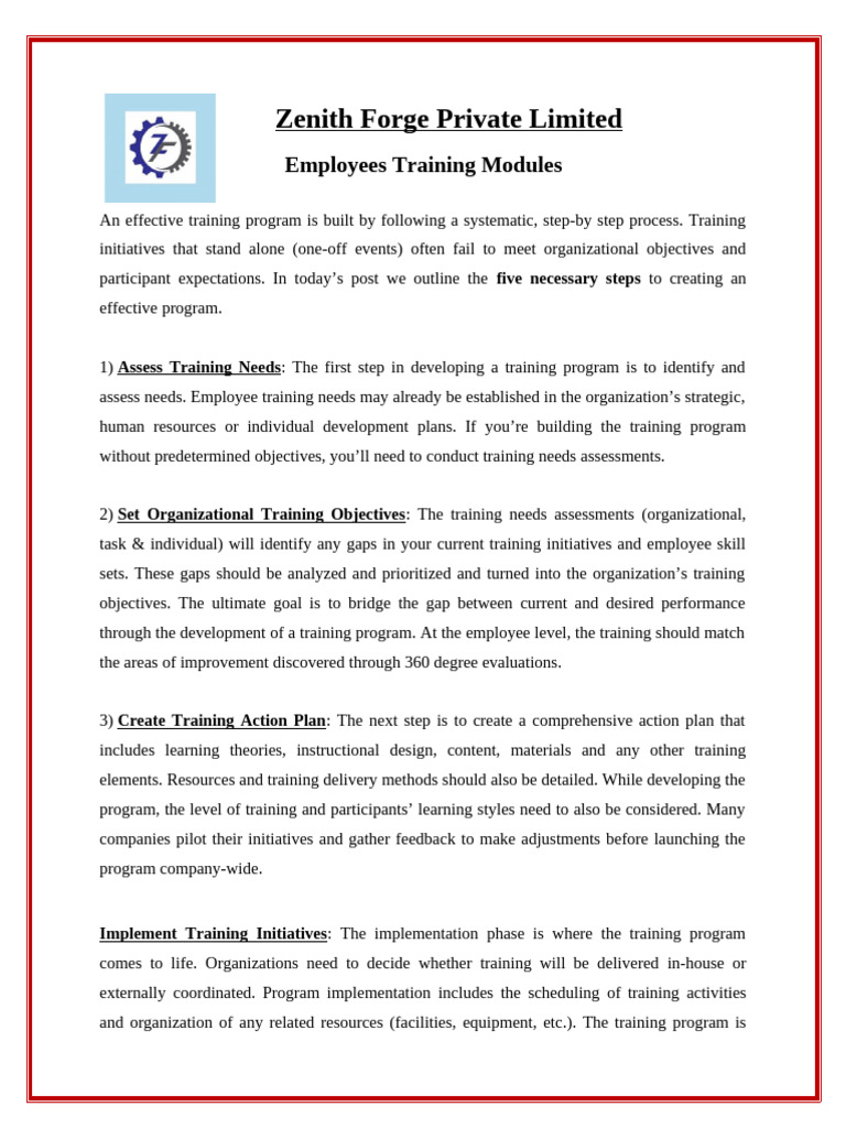 An Effective Training Program Is Built by Following A Systematic | PDF ...