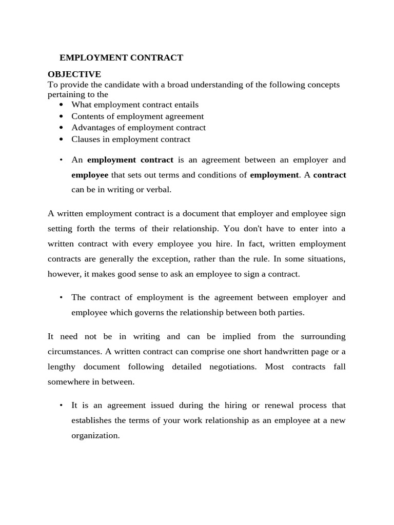 Understanding Employment Contracts | PDF | Employment | Breach Of Contract