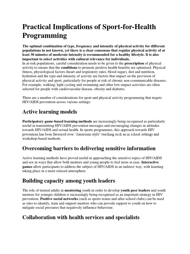 Practical Considerations for Using Sport-Based Programming to Promote ...
