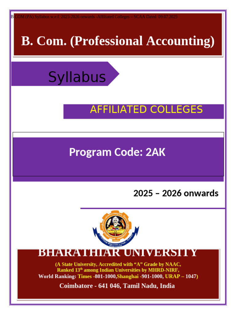 Bu Bcom Pa Syllabus | PDF | Marketing | Economics