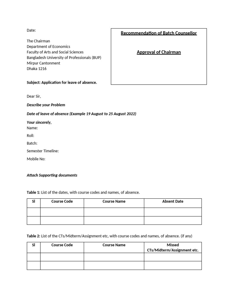 Leave of Absence Form | PDF