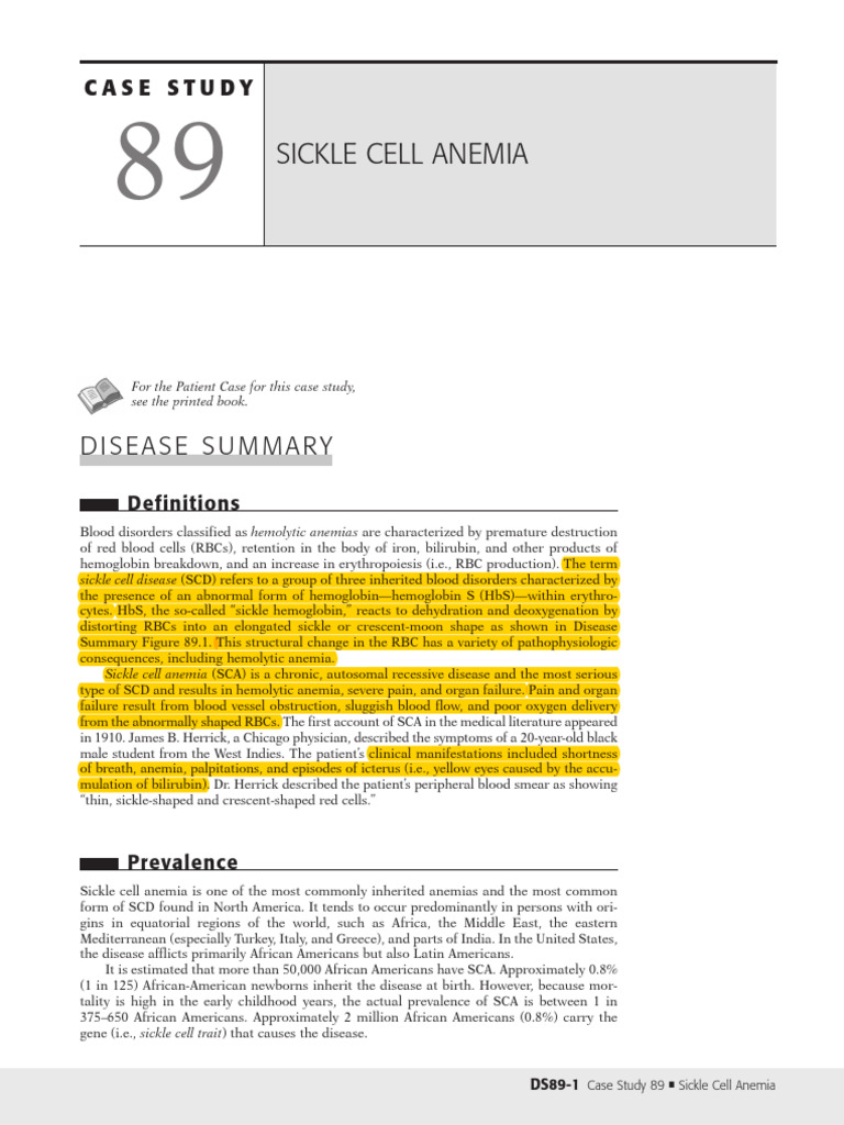 Sickle Cell Anemia Case Study Overview | PDF | Red Blood Cell | Anemia